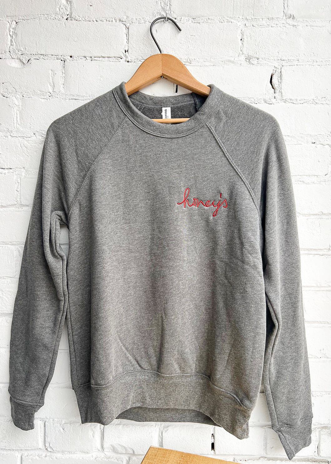 Grey Triblend Embroidered Raglan Sweatshirt